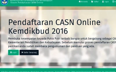 Penerimaan CASN GGD Kemendikbud Tahun 2016 Online registrasi.casn.kemdikbud.go.id