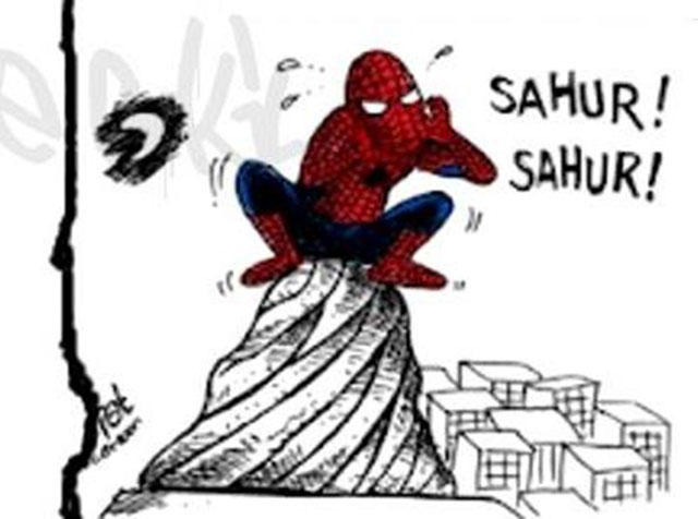 DP BBM Anak Rantau Sahur Sendiri Spiderman Ajak Sahur