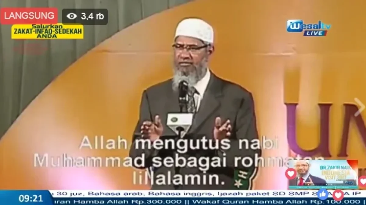 Live Streaming Zakir Naik WesalTvKeluarga Facebook Sekarang UMY, Lancar