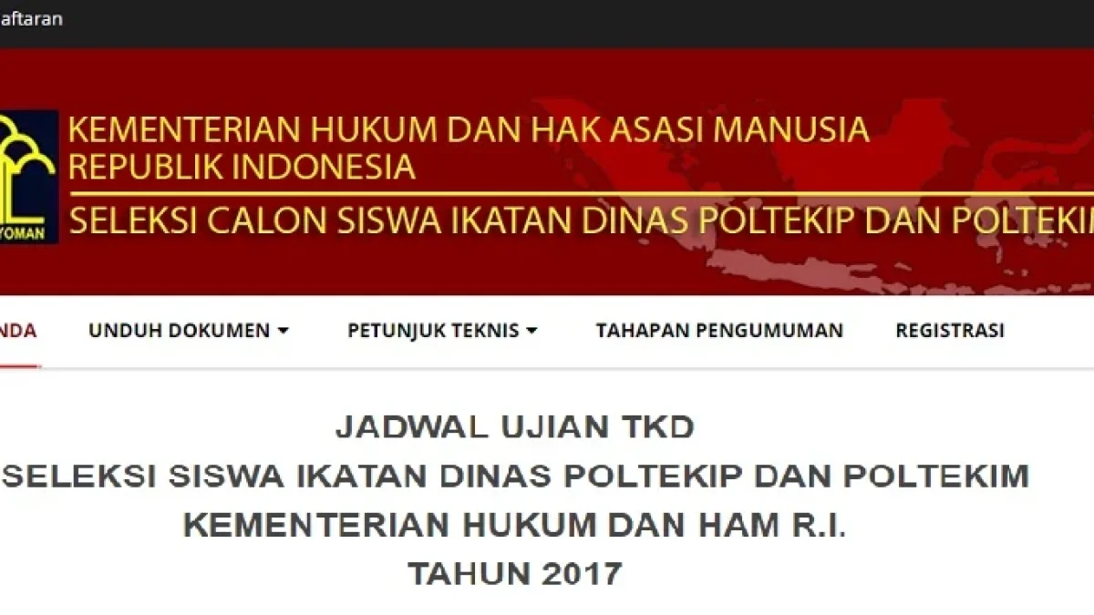 PENGUMUMAN KELULUSAN POLTEKIM POLTEKIP TES TKD 2017: Politeknik ilmu Pemasyarakatan sebanyak 656, Politeknik imigrasi sebanyak 1.083
