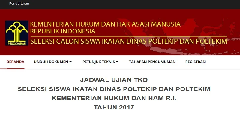 PENGUMUMAN KELULUSAN POLTEKIM POLTEKIP TES TKD 2017: Politeknik ilmu Pemasyarakatan sebanyak 656, Politeknik imigrasi sebanyak 1.083