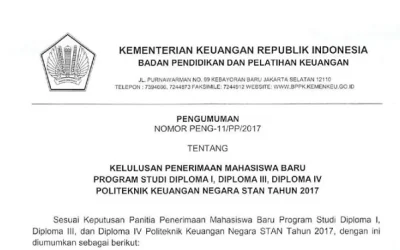 NAMA-NAMA HASIL TES TAHAP 3 PKN STAN 2017, Link Download PDF Resmi Website pknstan.ac.id