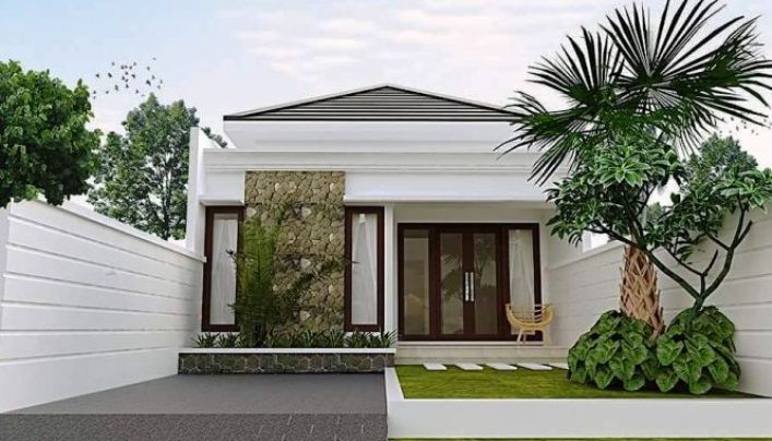  Desain Rumah Minimalis 1 Lantai Sederhana  dengan Batu Alam 