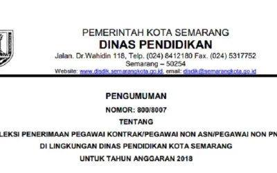 Lowongan Kerja Non PNS Kota Semarang 2018, Seleksi Tenaga Kontrak di Mulai Desember 2017